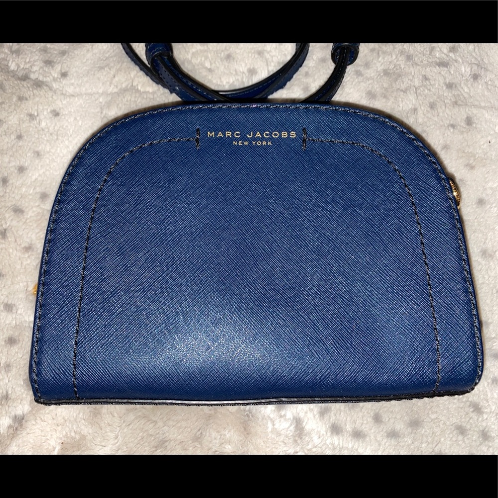 Marc Jacobs Playback Half Moon Saffiano Leather Small Crossbody Bag Navy Blue